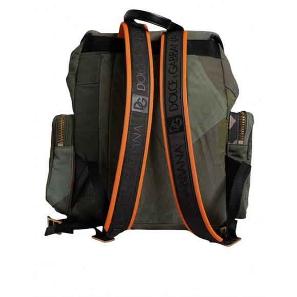 NEW DOLCE & GABBANA men's patchwork travel backpack bag in military green - Picture 2 of 7